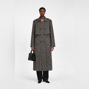 VINTAGE - Multitone Herringbone Wool Coat | Double-Breasted Long Coat